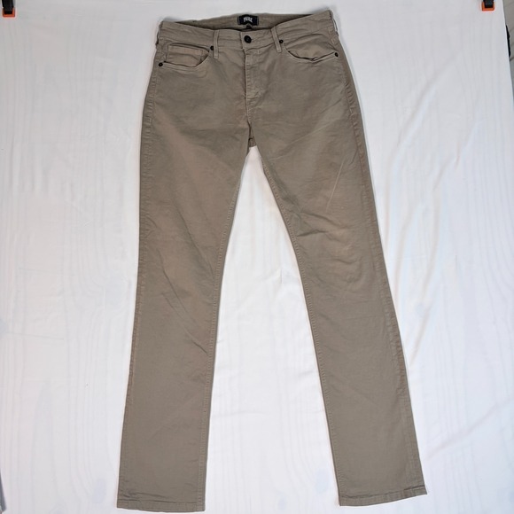 Paige Mens Sz 32 Federal Pants Khaki Brown Slim Fit Stretch Preppy Sporty - Picture 2 of 8